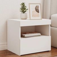 mesita de noche - mueble para dormitorio - madera de ingenieria - blanco 50x40x45cm