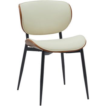 Silla Enid Con Revestimiento De Polipiel O Tela Simil Cuero Nogal/crema 54x50x80 Cm Clp