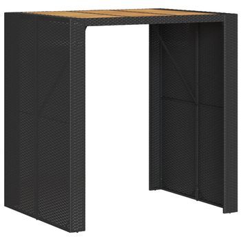 Mesa De Jardín | Mesa De Exterior Superficie De Madera Ratán Pe Negro 105x80x110cm