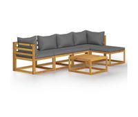 muebles de jardin 6 piezas cojines madera maciza de acacia