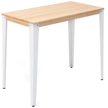Mesa Lunds Alta 40x120x110cm Blanca En Madera Maciza De Pino Acabado Natural Estilo Nórdico Industrial Box Furniture