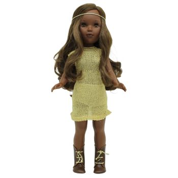 Folk Artesanía Muñeca Pepa Mulata Vidal Rojas Dolls Original 41 Cm Vinilo Colección Vestido Oro
