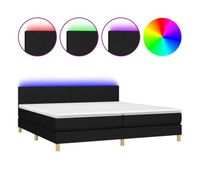 cama box spring con colchon led tela negro 200x200 cm diseno plano