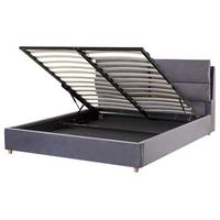 cama con somier de terciopelo gris 160 x 200 cm almacenaje dormitorio batilly