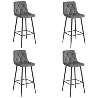 set de 4 taburete de bar terciopelo valora koda asiento de terciopelo gris oscuro