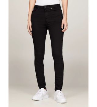 Tommy Jeans para mujer. DW0DW09218 Jeans Sylvia Superceñidos negro (25/34), Casual, Algodón Orgánico, Sostenible