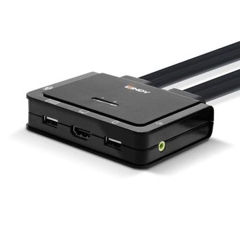 KVM Switch Lindy 42345 HDMI 4K Ultra HD 2 Puertos USB Montaje Rack Negro