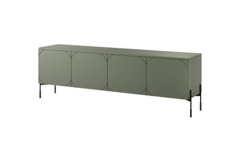 Mueble tv 4 puertas con pie metálico verde oliva 204x65 cm