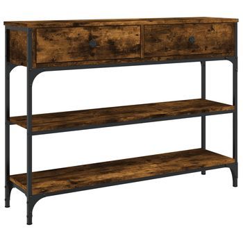 Mesa Consola | Mesa De Entrada Madera De Ingeniería Roble Ahumado 100x25x75 Cm