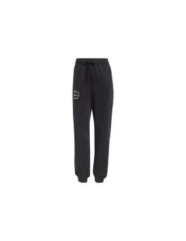 Pantalones adidas Signature Graphic Print Fleece Loose Mujer Negro