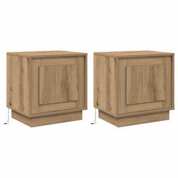 Pack 2 Uds Mesita De Noche | Armario De Noche | Mesa De Noche Roble Artesanal 44 X 34,5 X 45 Cm