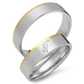 Alianzas 8 quilates oro amarillo-blanco 2 diamantes