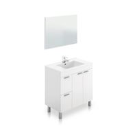 mueble de bano de 2 cajones 2 puertas y espejo 45x80 cm blanco brillo