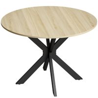 homcom mesa de cocina plegable redonda para 2-6 personas con ala abatible marco de acero doble x o110x76 cm natural   aosom espana