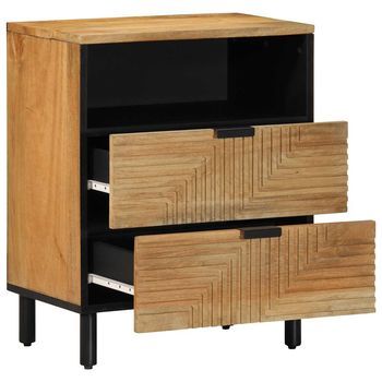 Mesita De Noche | Mesilla De Noche Madera Maciza De Mango 50x33x60 Cm Marrón