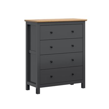 Cómoda 4 cajones paneles mdf y de melamina gris antracita y madera