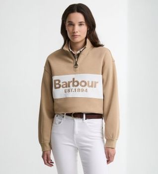 Barbour para mujer. LOL0668 Sudadera Zaria Half Zip beige (M), Casual, Algodón, Manga larga