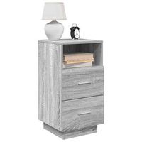 mesita de noche  mesilla de noche con 2 cajones gris sonoma 36x36x68 cm cfw48850