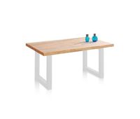 mesa de comedor fija con patas metalicas en blanco y roble salvaje 160x100 cm loft roble salvaje - blanco 160x100 cm