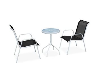 Mesa y sillas bistró de jardín 3 piezas acero negro vidaxl