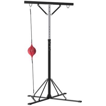SPORTNOW Soporte de Saco de Boxeo Ajustable en Altura con Bola Rápida, Estructura de Metal, 160L x 145W x 175-220H cm, Negro