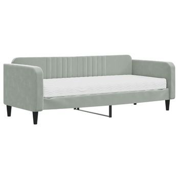 Sofá Cama Con Colchón Terciopelo Gris Claro 90x200 Cm