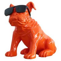 figura bulldog kuateh khal 40x23x34 cm naranja sentado