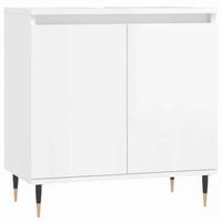 armario de bano  mueble bano madera de ingenieria blanco brillo 58x33x60 cm