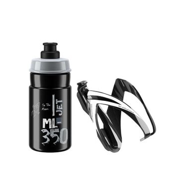Elite Kit Portabidon Ceo Negro Brillo/Blanco/Bidon Jet Negro/Gris 350 Ml  Elite   de ciclismo para bicicleta