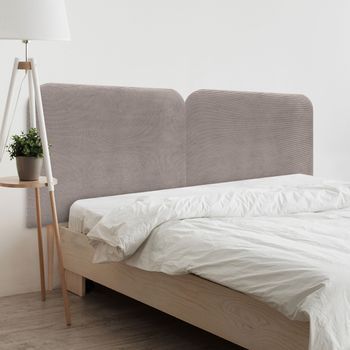 Dhome Cabecero Verde Agua Curvo Tapizado En Pana 160cm Dual Con Patas Altura 125cm Para Pared Acústico Absorbente Cabezal Cama Dormitorio (verde Agua, 160cm Dual)