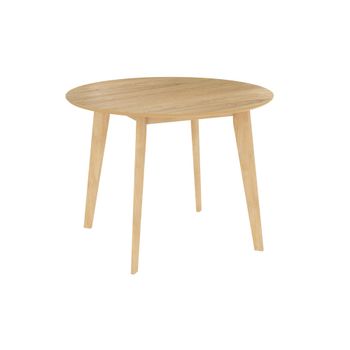 Mesa de comedor redonda de madera clara, 4 personas