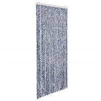 cortina mosquitera  chenilla azul blanco y plateado 100x220 cm vidaxl