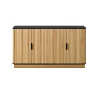 Aparador de 4 puertas - relieve acanalado vertical, estilo madera, armario para salón, pasillo y comedor, gran capacidad de almacenamiento - natural