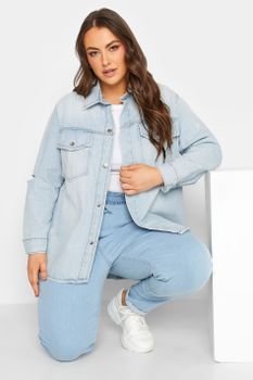 Sobrecamisa Tejana Azul Clara Con Rotos, Mujer Curvy Y Tallas Grandes, Yours
