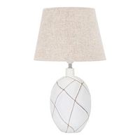 lampara de mesa en resina blanca con pantalla beige o cm 35x60