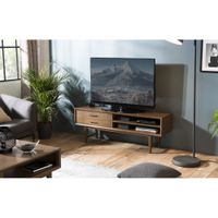 mueble tv de 2 cajones y 2 estantes madera de mindi marron