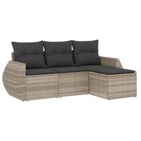 set de sofas de jardin 4 piezas  mueble de jardin y cojines ratan sintetico gris