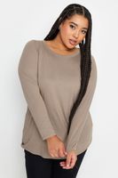 yours camiseta manga larga marron claro mujer curvy y tallas grandes yours