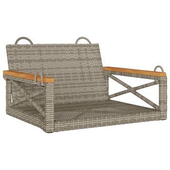 Banco Columpio | Banco De Jardín De Ratán Sintético Gris 63x62x40 Cm