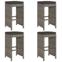 4 uds taburetes altos de bar  taburete alto de jardin cojines ratan pe gris