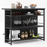 costway mesa alta barra para cocina armario de barra de licor 4 niveles con 3 estantes soportes para vino isla de cocina 120 x 60 x 101 cm