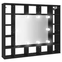 mueble con espejo y luces led negro 91x15x765 cm vidaxl