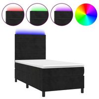 cama tapizada 193x90x128 cm terciopelo - negro