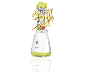 Mpm mbl-20 batidora vaso individual good to go, smoothie maker, 2 botellas  portátiles 0,6l, libre bpa, 250, blanco/verde