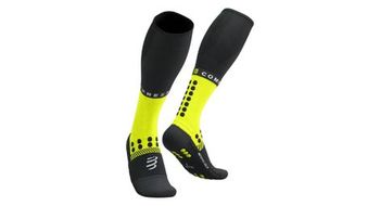 Calcetines compressport full winter run negro amarillo fluorescente