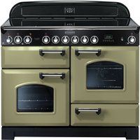 rangemaster classic deluxe 110 electric range cooker - olive green  chrome olive