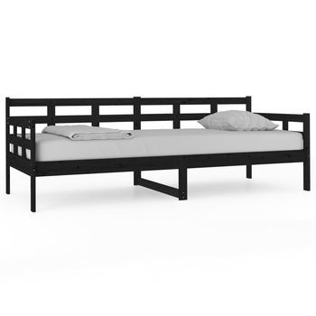 Sofá Cama | Cama Para Adultos Madera Maciza De Pino Negro 80x200 Cm