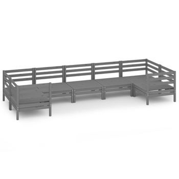 Juego De Muebles De Jardín 7 Piezas Madera Maciza De Pino Gris Vidaxl