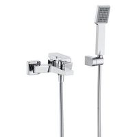 griferia para banera y ducha en laton y zama con acabado cromo y tubo flexible metal