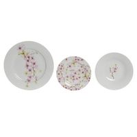 vajilla set 18 porcelana 27x27x2 almendro rosa